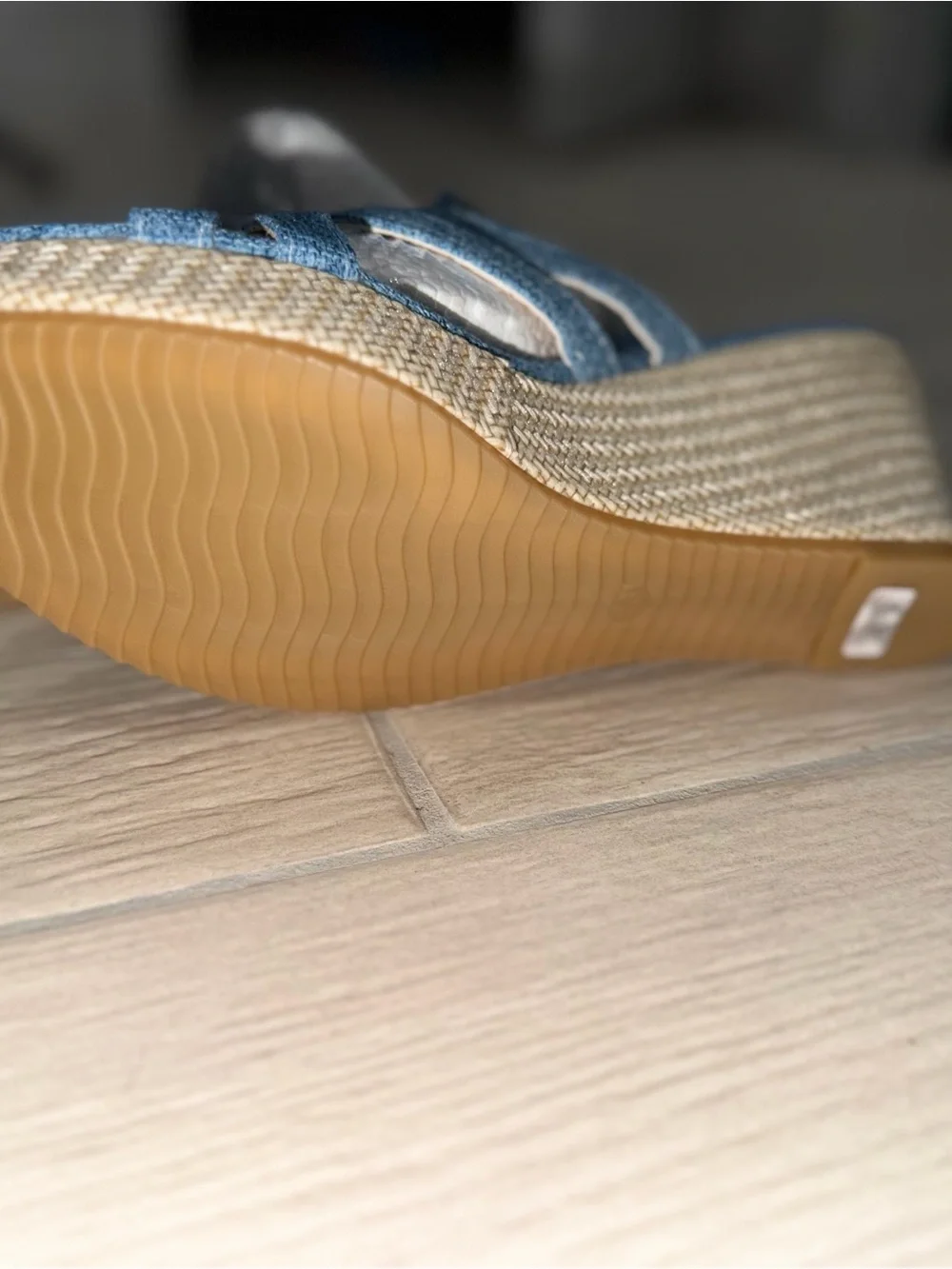 Denim Blue Crisscross Wedge Sandals for Women